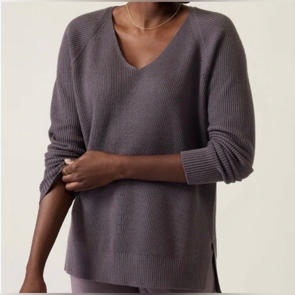 Athleta Hanover Sweater - Dusty Purple V-Neck Sweater